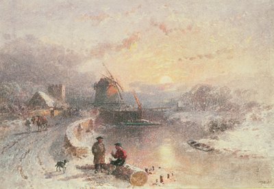 Pejzaż zimowy: Zachód słońca, XIX w. autorstwa George Haydock Dodgson