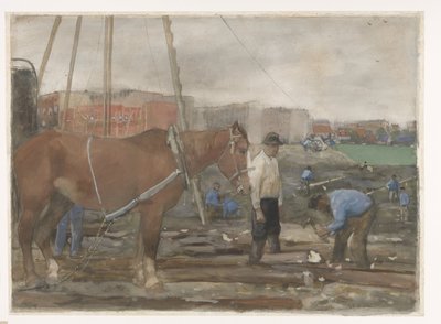 Plac budowy Oud-West w Amsterdamie autorstwa George Hendrik Breitner