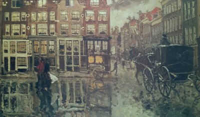 Róg Leidsche Square, Amsterdam (olej naftowy) autorstwa George Hendrik Breitner