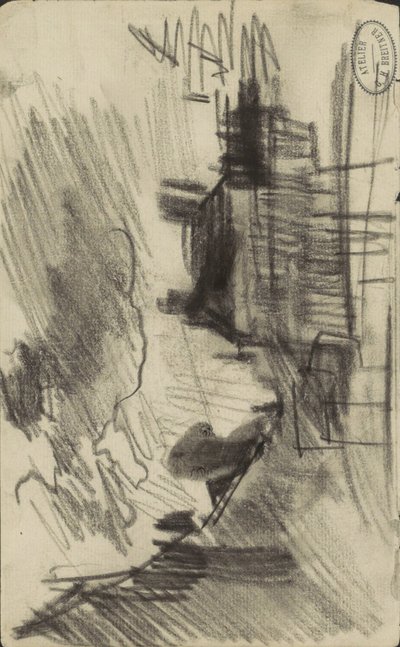 Pejzaż miejski, prawdopodobnie w Amsterdamie autorstwa George Hendrik Breitner