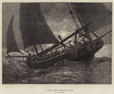 Mglista noc, Yarmouth Roads autorstwa George Henry Andrews