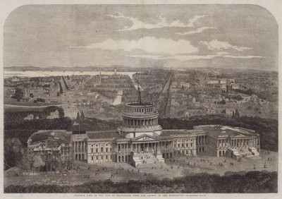 Widok z lotu ptaka na miasto Waszyngton, z Kapitolem na pierwszym planie autorstwa George Henry Andrews