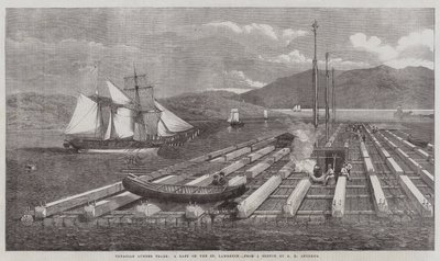 Kanadyjski handel drewnem, tratwa na St Lawrence autorstwa George Henry Andrews