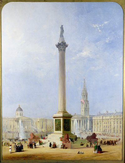 Rzutowany widok na Trafalgar Square, 1844 r. autorstwa George Henry Andrews