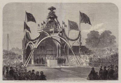 Książę Walii w Kanadzie, Jego Królewska Wysokość kładzie kamień węgielny pod budowę budynków parlamentarnych w Ottawie autorstwa George Henry Andrews