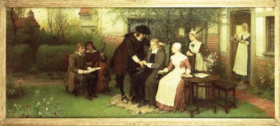 Andrew Marvell (1621-1678) odwiedzający swojego przyjaciela Johna Miltona (1608-1674) autorstwa George Henry Boughton