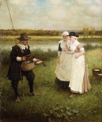 Izaak Walton i dojarki, 1888 autorstwa George Henry Boughton