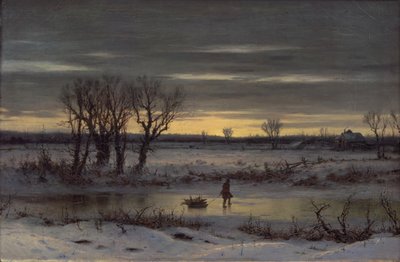 Zimowy zmierzch w pobliżu Albany, 1858 (olej na płótnie) autorstwa George Henry Boughton