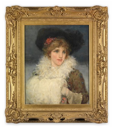 Kobieta, połowa długości (Olej na płótnie) autorstwa George Henry Boughton