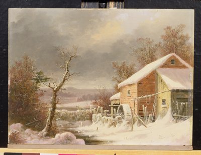 Stary młyn zimą, 1861 (olej na desce) autorstwa George Henry Durrie