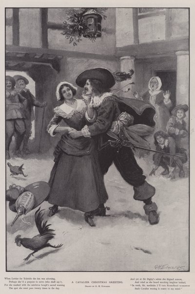 Cavalierskie Życzenia Świąteczne autorstwa George Henry Edwards