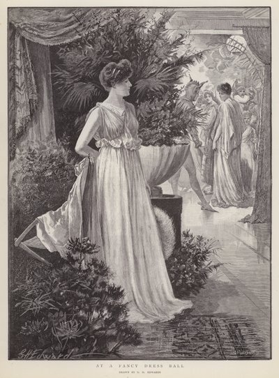Na balu przebierańców (lito) autorstwa George Henry Edwards