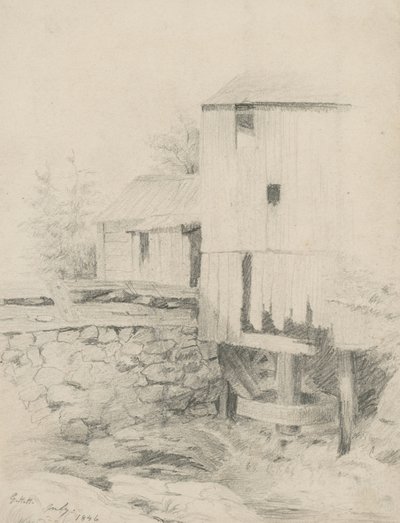 Stary Młyn, 1846 (grafit na papierze płowotkanym) autorstwa George Henry Hall