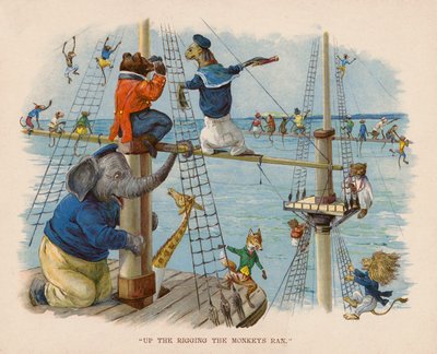 Ilustracja do filmu "Wycieczka zwierząt do morza" (kolorowa litografia) autorstwa George Henry Thompson