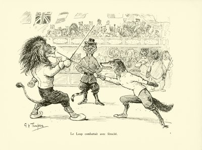Le Loup combattait avec ferocite (litografia) autorstwa George Henry Thompson