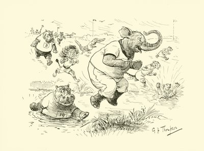 Zwierzęta na igrzyskach olimpijskich (litografia) autorstwa George Henry Thompson