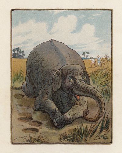 Słoń (kolorowa litografia) autorstwa George Henry Thompson