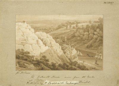 Hotwell House z Clifton Rocks, c1815 (ołówek i akwarela na papierze) autorstwa George Holmes