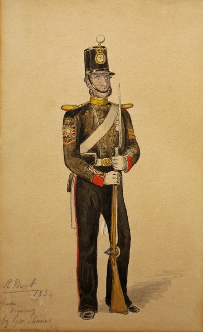 Kolorowy sierżant Królewskiej Artylerii Morskiej, 1854 (wc na papierze) autorstwa George Housman Thomas