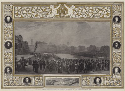 Jej Wysokość Królowa rozdaje Medale Bohaterom z Krymu na Paradzie Gwardii Konnej, 21 maja 1855 autorstwa George Housman Thomas