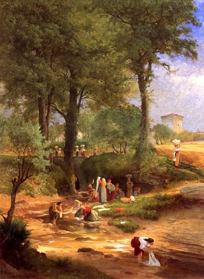 Dzień prania w pobliżu Perugii, Włochy, 1873 autorstwa George Inness