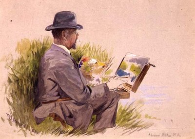 Adrian Stokes, RA w pracy (akwarela) autorstwa George Jackson Flemwell