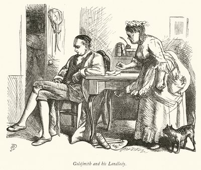 Oliver Goldsmith i jego Gospodyni (Grawerowanie) autorstwa George John Pinwell