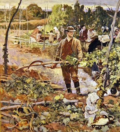 The Gleaners (ołówek i akwarela na papierze) autorstwa George John Pinwell