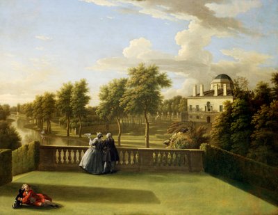 Widok z tarasu kaskadowego, Chiswick (olej na płótnie) autorstwa George Lambert