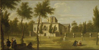 Widok willi Chiswick z trawnika, ok. 1735 (olej na płótnie) autorstwa George Lambert