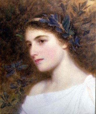 Dziewczyna z laurową opaską (akwarela na papierze) autorstwa George Lawrence Bulleid