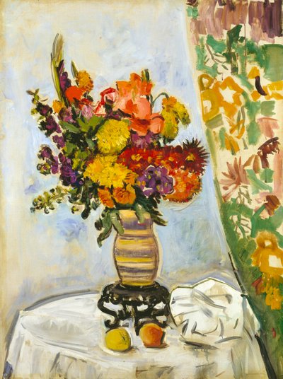 Kwiaty w chińskim wazonie (olej na płótnie) autorstwa George Leslie Hunter