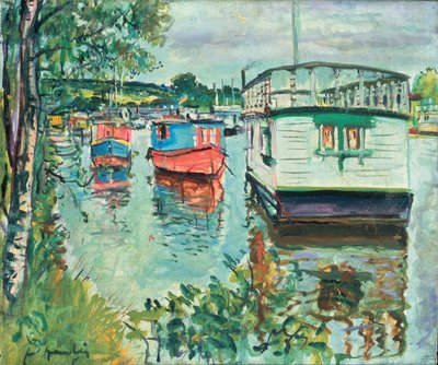 Łodzie mieszkalne, Loch Lomond autorstwa George Leslie Hunter