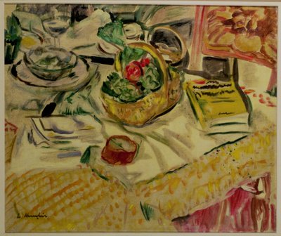 Martwa natura z koszem warzyw autorstwa George Leslie Hunter