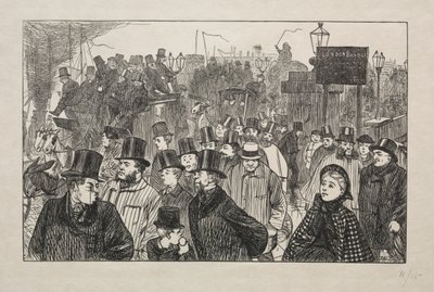 Żywy strumień przy London Bridge - Na moście, 1863. autorstwa George Louis Palmella Busson Du Maurier