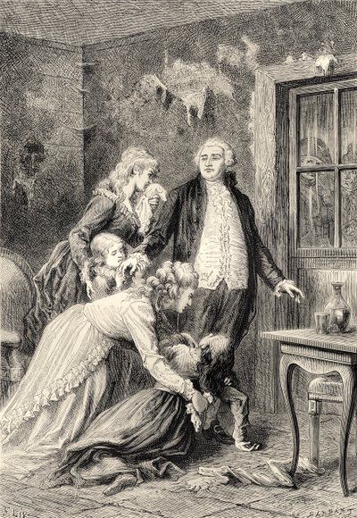 Pożegnanie króla z rodziną w styczniu 1793 (rycina) autorstwa Bartolome Esteban and studio Murillo