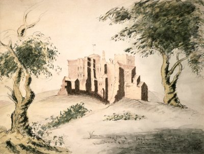 Stary Dwór Woodstock, XVIII w. (wc i kreda na papierze) autorstwa George Marquis of Blandford