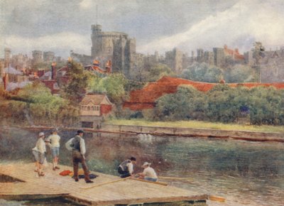 Zamek z tratw (kolorowa litografia) autorstwa George Moore Henton