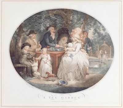 Herbaciany ogród, kolorowa kropka grawerowana wg Morlanda autorstwa Francois David Sarona (ur. 1764) autorstwa George Morland