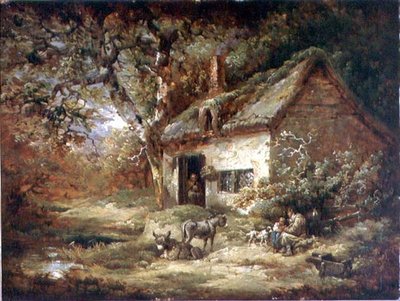 Drzwi chaty z osłem (olej na płótnie) autorstwa George Morland
