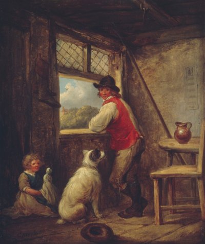 Chłop przy oknie, początek lat 90. XVIII wieku. autorstwa George Morland