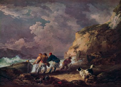 Wybrzeże: rybacy ciągnący łódź, 1791. autorstwa George Morland