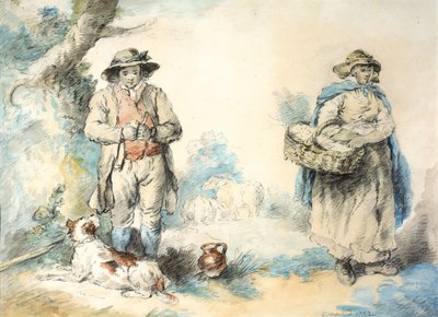 The Higglers (pastel (czarny) i akwarela na papierze (wklejony na papierze)) autorstwa George Morland