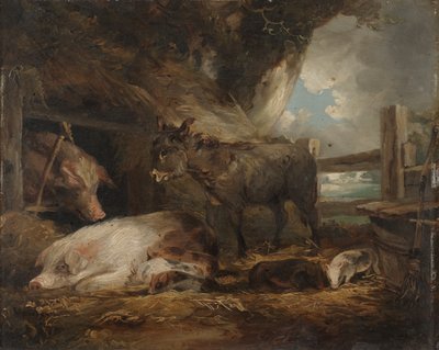 Wizyta w chlewni (olej na pokładzie) autorstwa George Morland