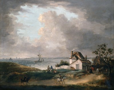 Zatoka Weymouth z odległym widokiem na port i Portland Bill autorstwa George Morland