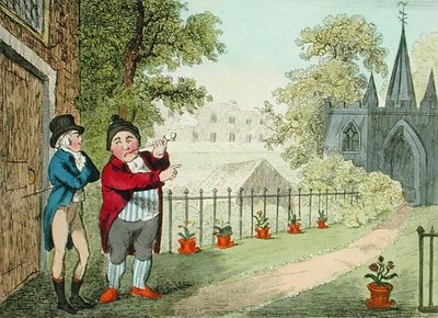 Shewing a Garden, rytowany przez Izaaka Cruikshanka (1756-c.1811), opublikowany 1796 (akwatinta) autorstwa George Moutard (after) Woodward