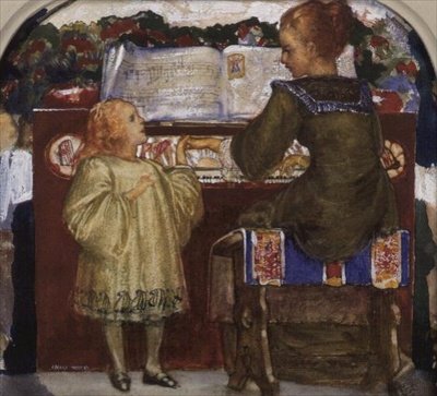 Muzyczne interludium (akwarela) autorstwa George Murray
