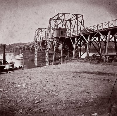Most na rzece Tennessee w Chattanooga, ca. 1864. autorstwa George N. Barnard