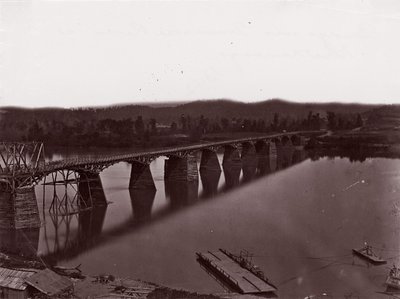 Most nad rzeką Tennessee w Chattanooga, ca. 1864. autorstwa George N. Barnard