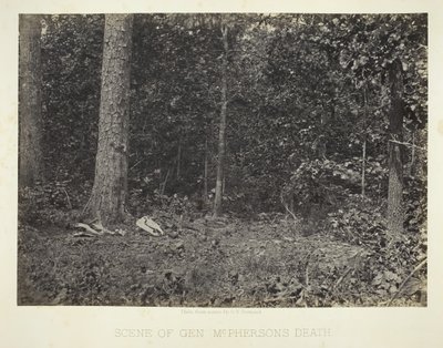 Scena śmierci gen. McPhersonsa, 186466. autorstwa George N. Barnard